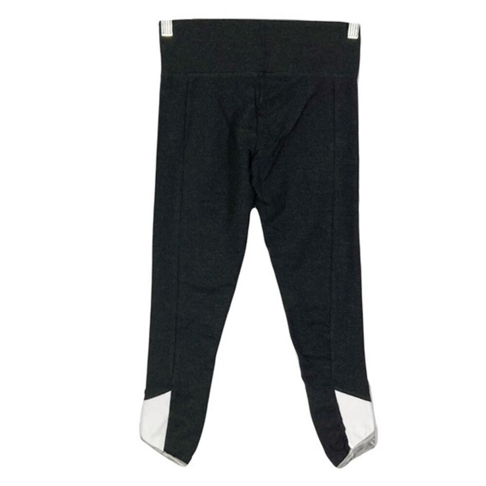 Nwt LIQUID ENERGY Leggings XS Charcoal Grey White Crop Curve-Hem Inside-Pocket